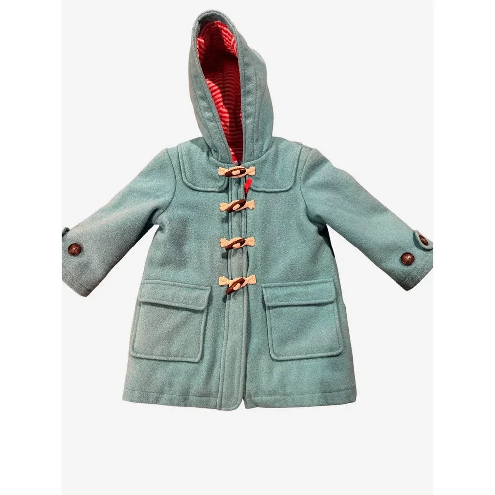 Boden Kids‎ Turquoise Wool Blend Hooded Duffle Coat Toggle Jacket 2-3Y 98cm